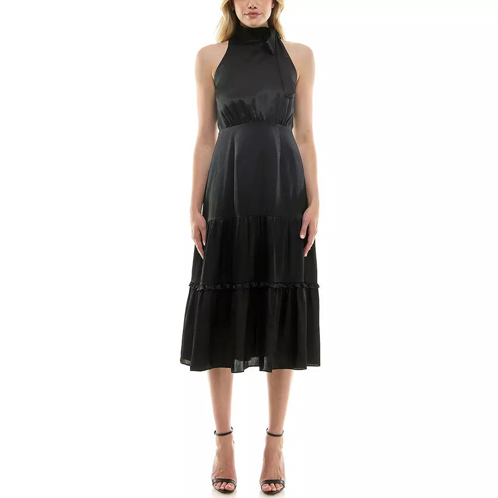 Women's Nicole Miller Tie Neck Halter Dress, Size: 8, Black Product Image