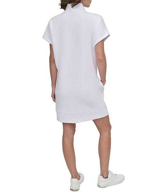 DKNY Sport by Donna Karan Embroidered Logo Quarter-zip Mock Neck Short Sleeve Dress Product Image