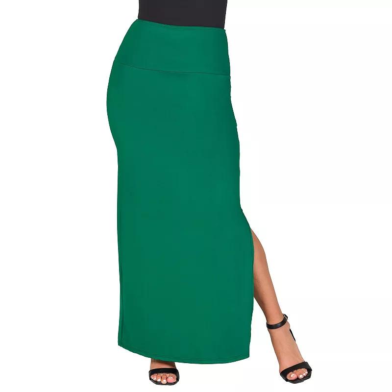 Women's 24Seven Comfort Apparel Versatile Side Slit Elastic Waist Maxi Skirt,  Product Image