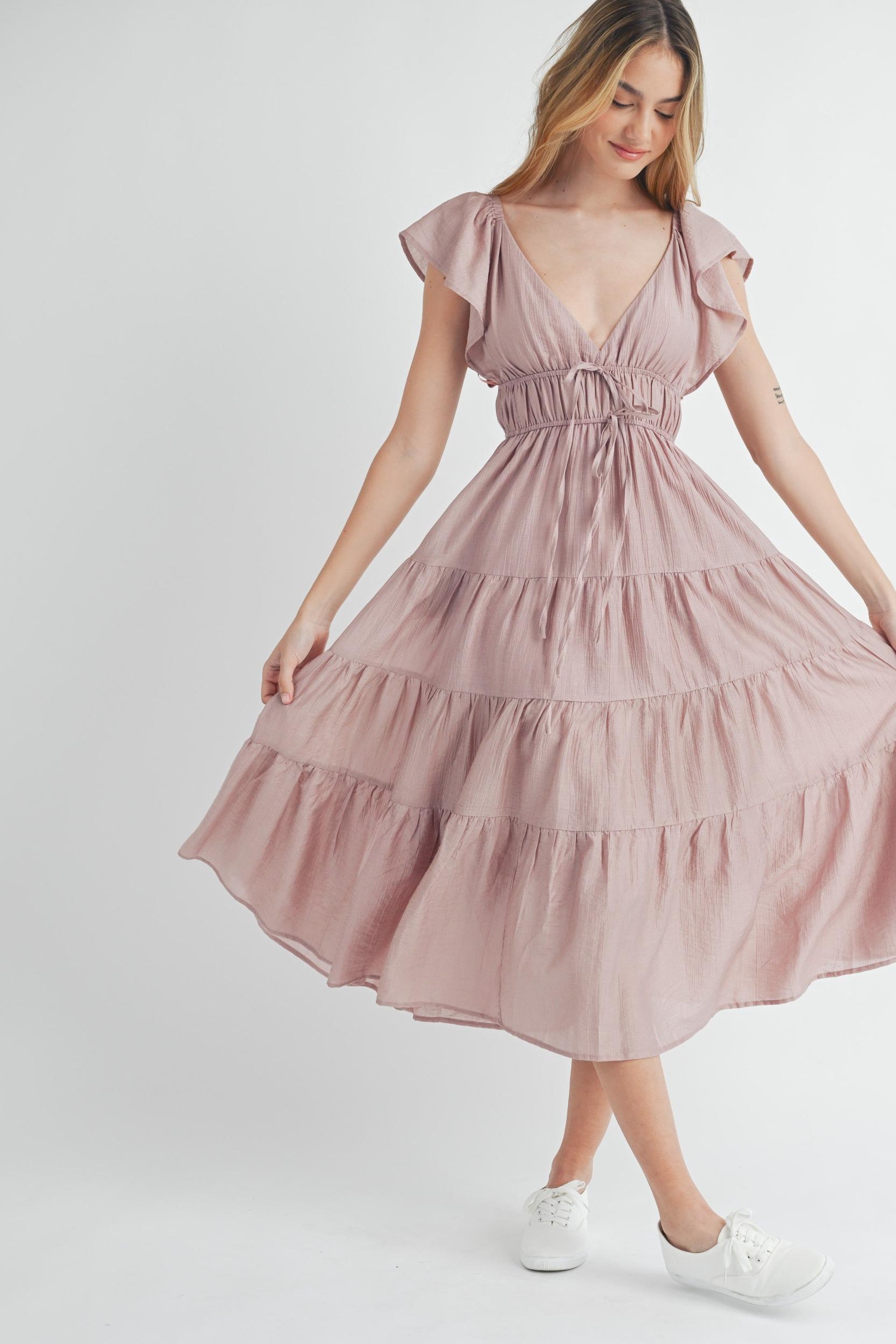 Ruffle Sleeve Summer Midi Dress Product Image