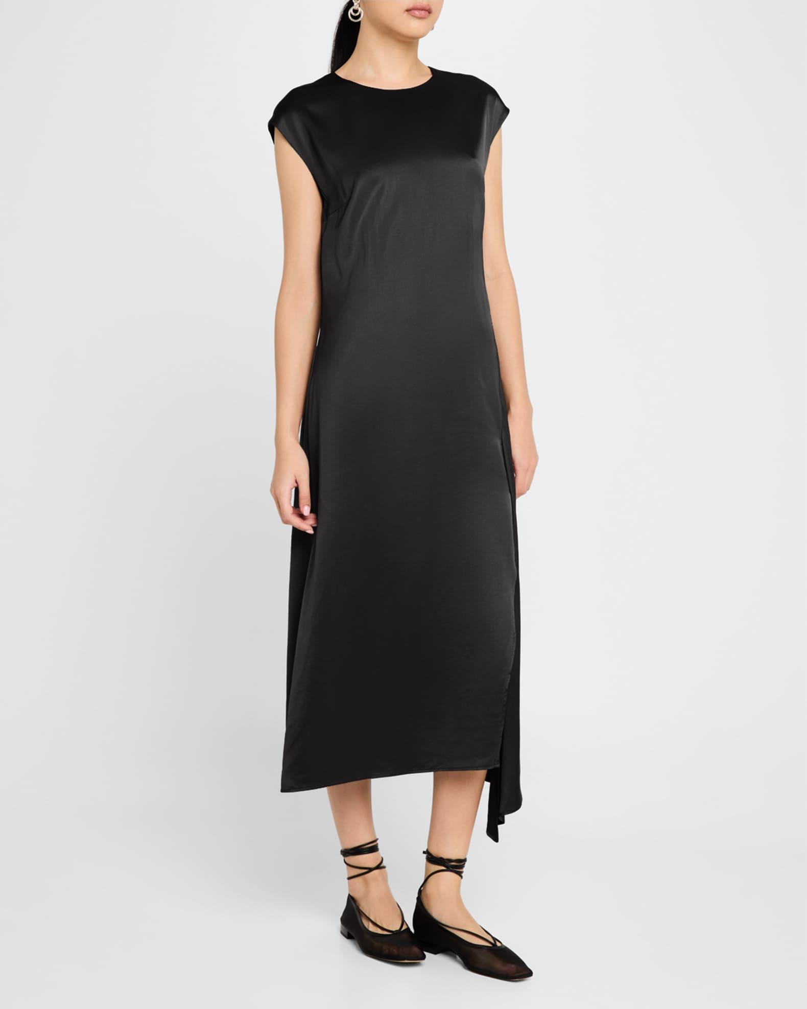 Draped Side-Slit Midi Shift Dress Product Image