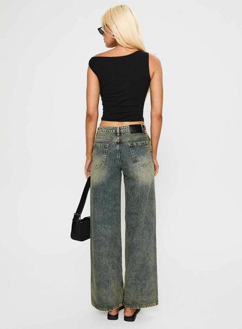 Mellowed Out Low Rise Straight Leg Jeans Antique Wash Product Image