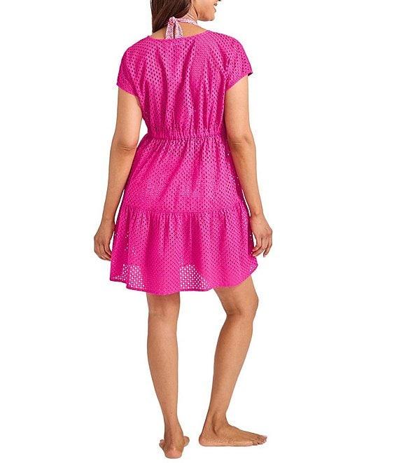 Tommy Bahama Organic Cotton Eyelet Cove V-Neck Swim Cover-Up Dress Product Image