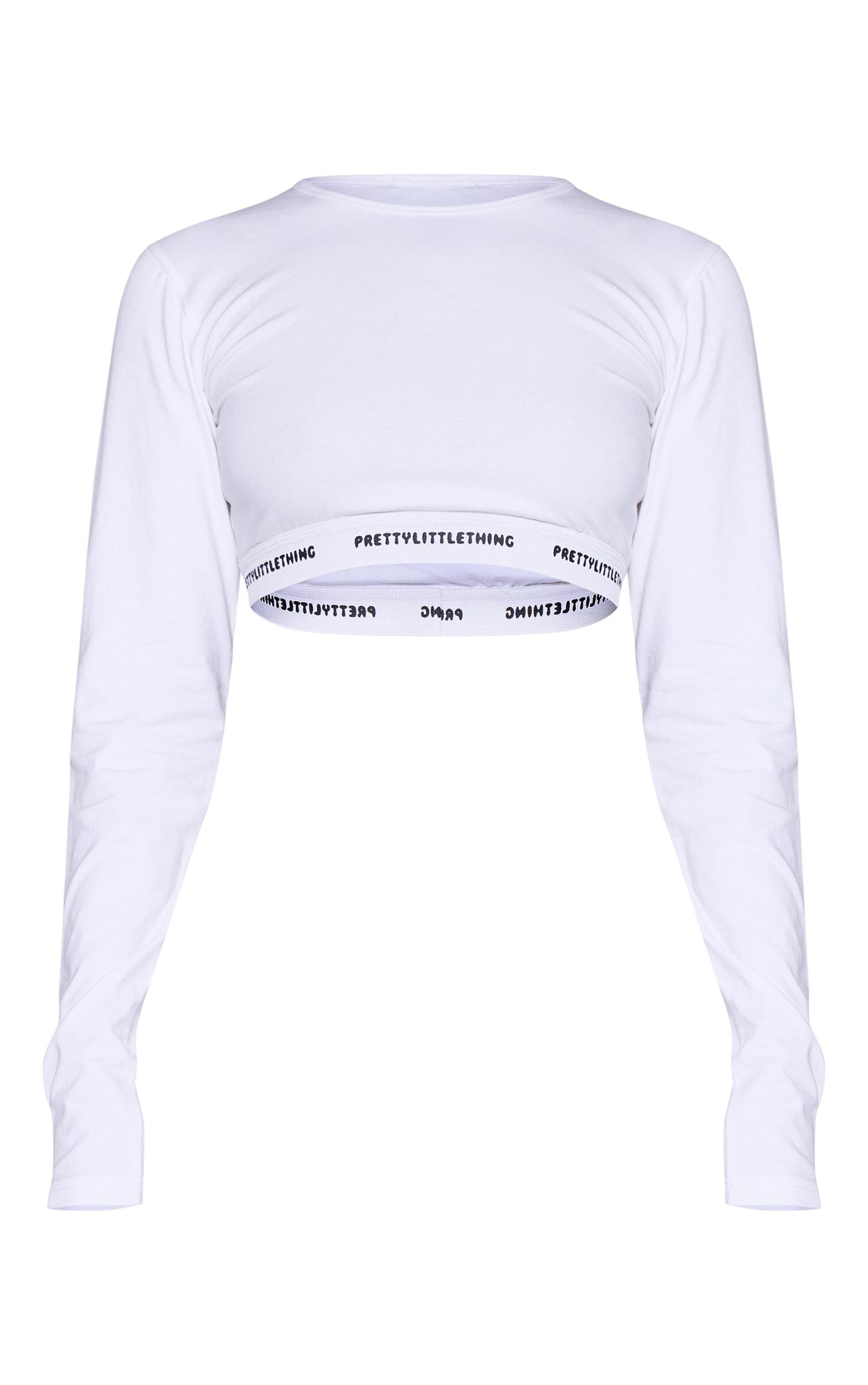 PRETTYLITTLETHING Tape Cream Long Sleeve PJ Top Product Image