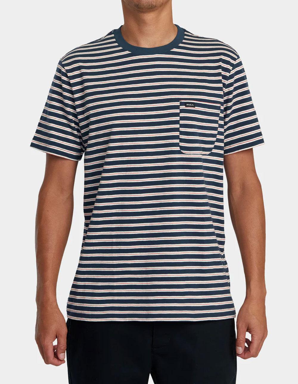 RVCA Magnolia Mens Stripe Pocket Tee - PETROL Product Image