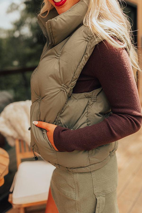 Mountain Top Morning Puffer Vest in Olive Product Image