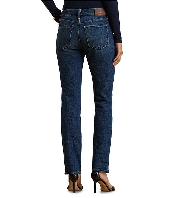 Lauren Ralph Lauren Twill Denim Mid-Rise Straight Ankle Jeans Product Image