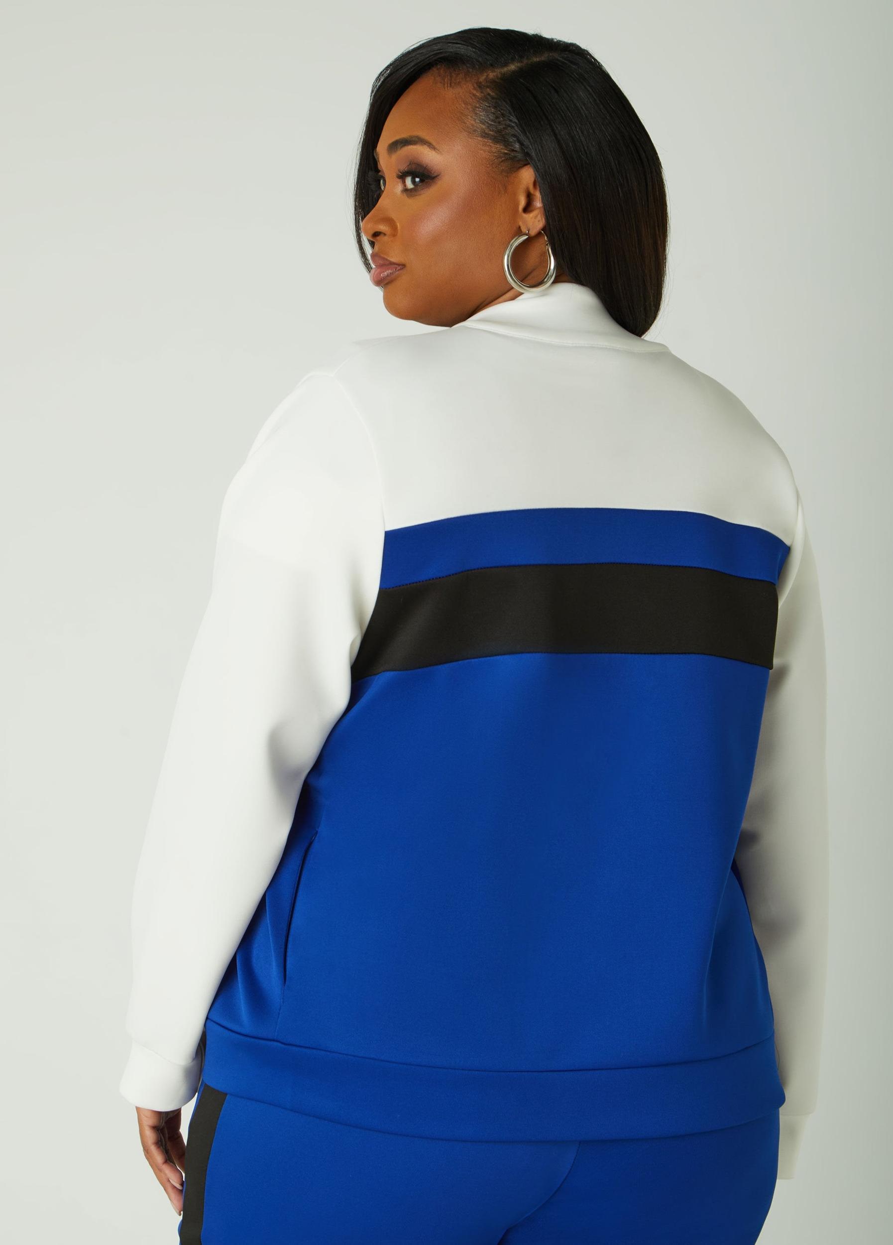 Plus Size Colorblock Zip Front Track Jacket Ashley Stewart Product Image