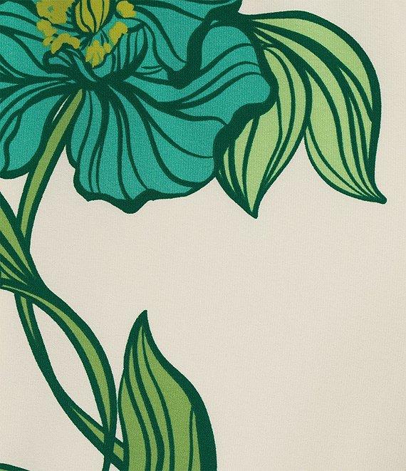 Maggy London Floral Print Stretch Matte Jersey Round Neck Long Sleeve Sheath Dress Product Image