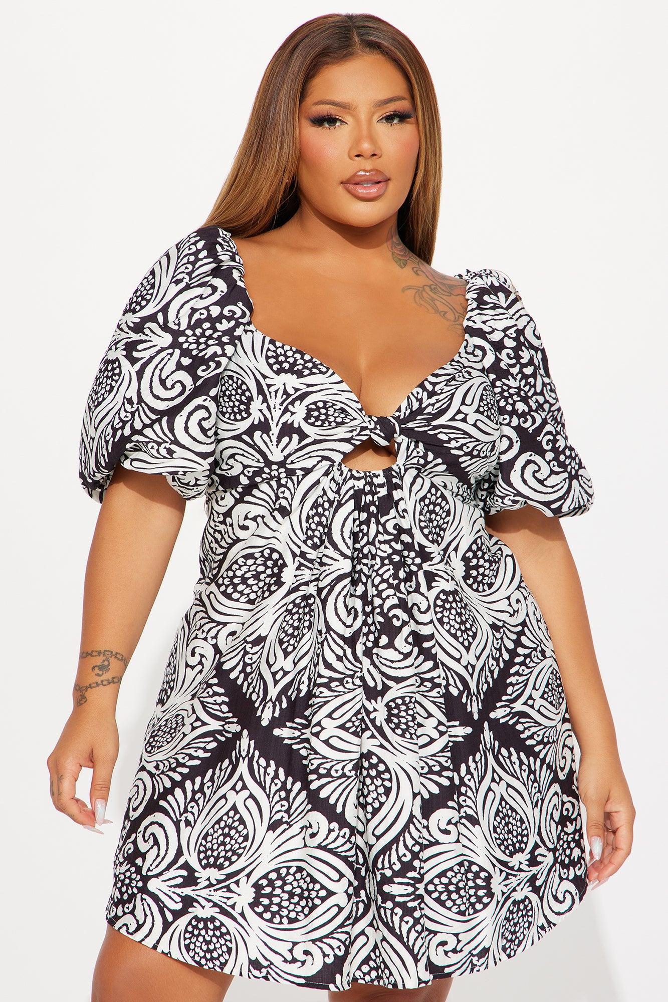 Versailles Puff Sleeve Mini Dress - Black Product Image