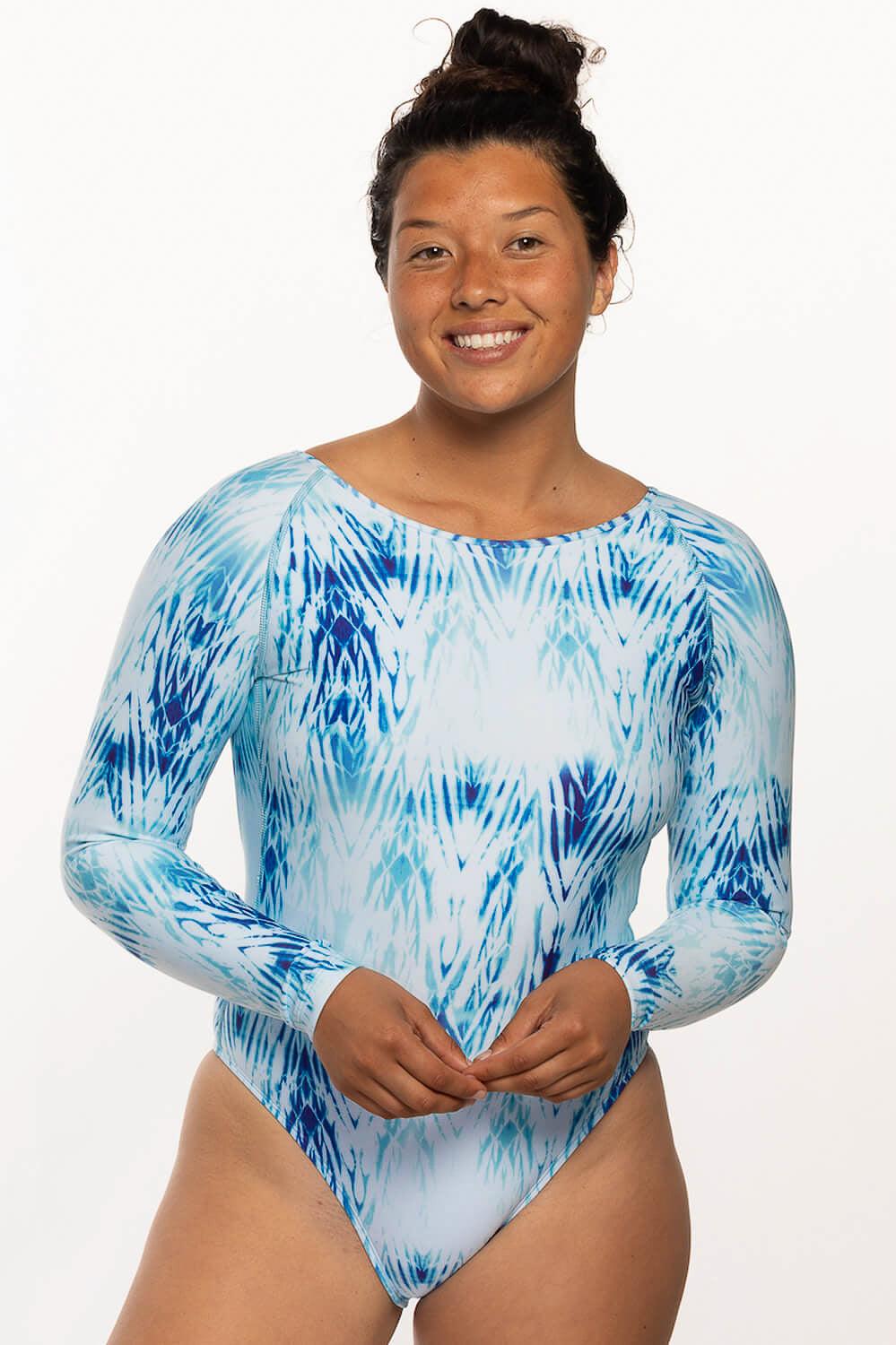 Lennon Long Sleeve Surf One Piece - Atoll Female Product Image