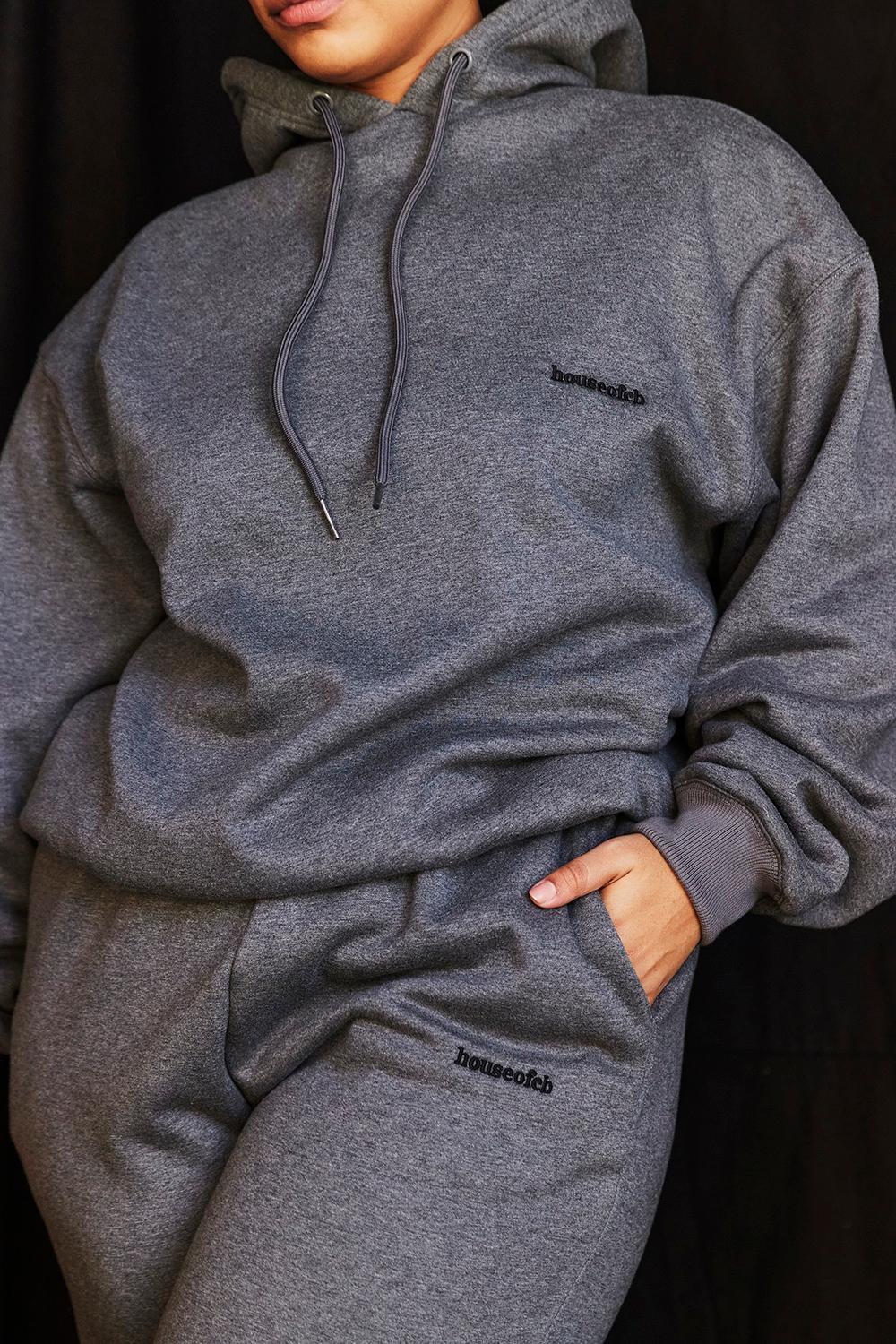 Halo  dark grey cotton fleece-back oversized hoodie Product Image