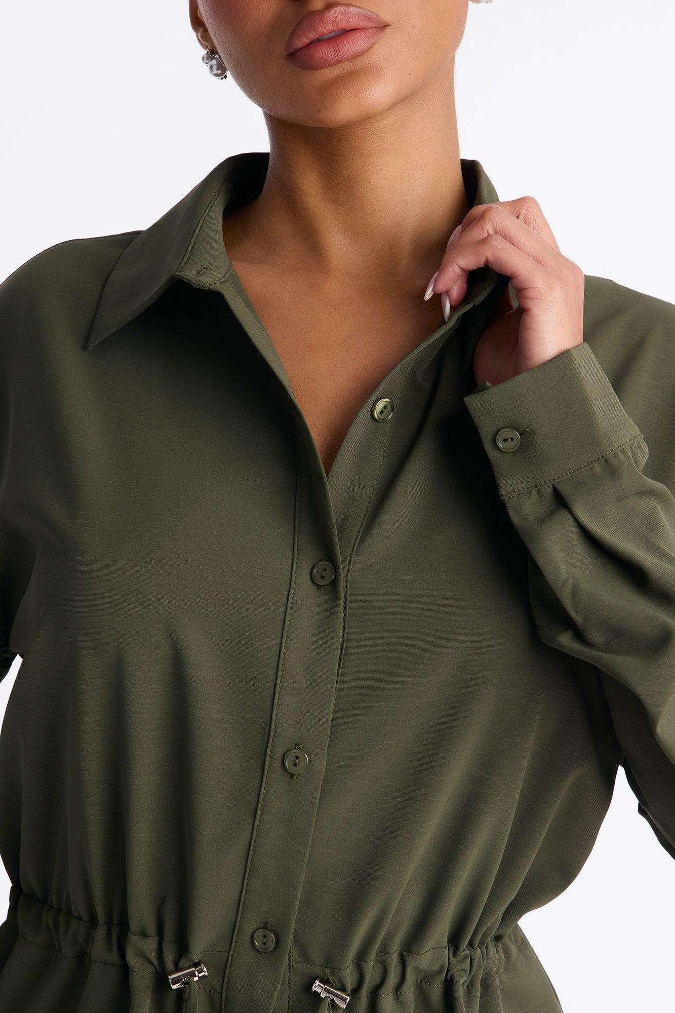 On A Safari Tie Waist Pant Set - Olive Female Product Image