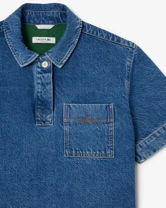 Oversized Denim Polo Shirt Product Image