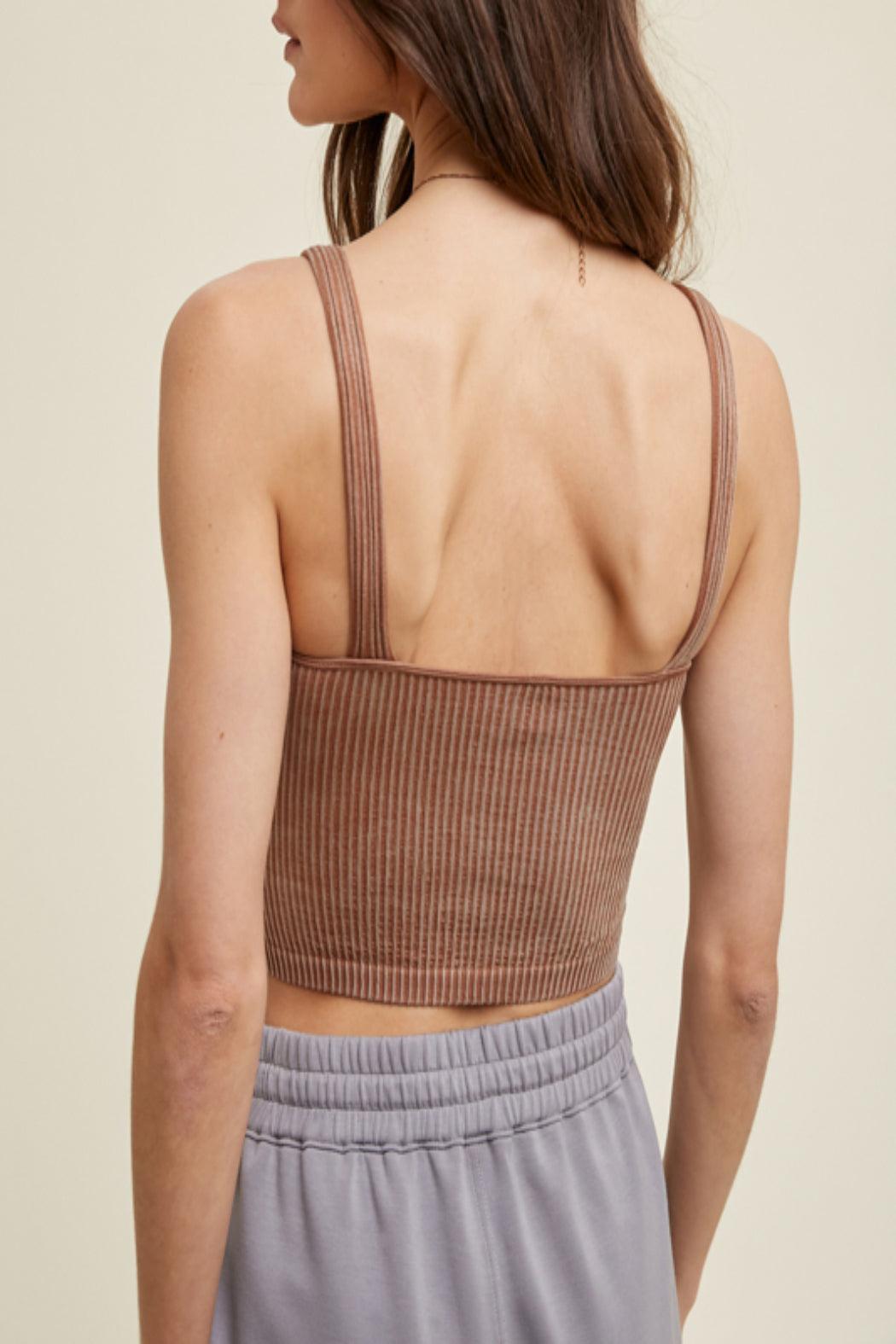 Seamless Ribbed V-Neck Brami Product Image