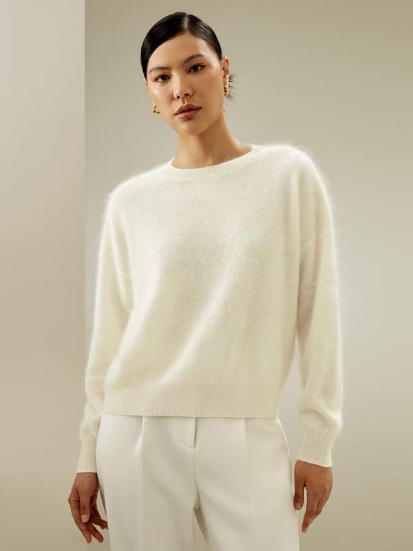 LILYSILK Womens 100 Cashmere Jumper - White Finest Cashmere - Stylish Drop Shoulder Sweater XS Product Image