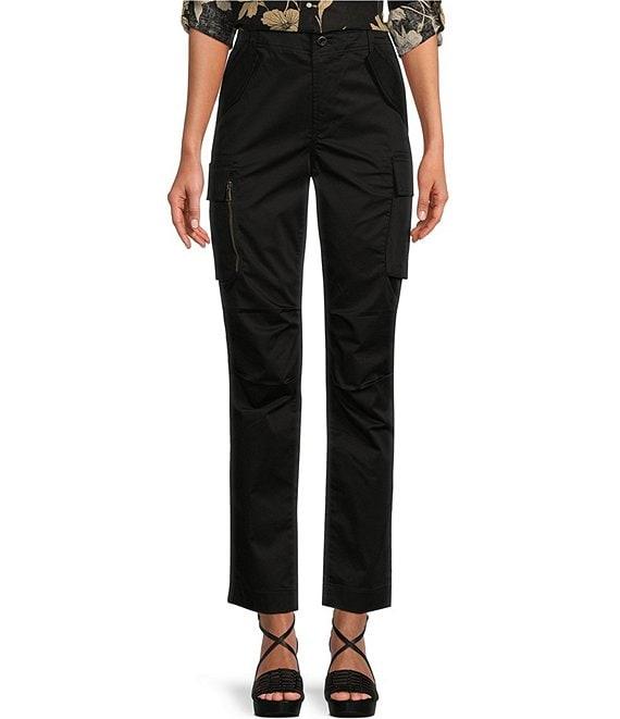 Lauren Ralph Lauren Sateen Flap Pocket High Rise Straight Leg Cargo Pants Product Image