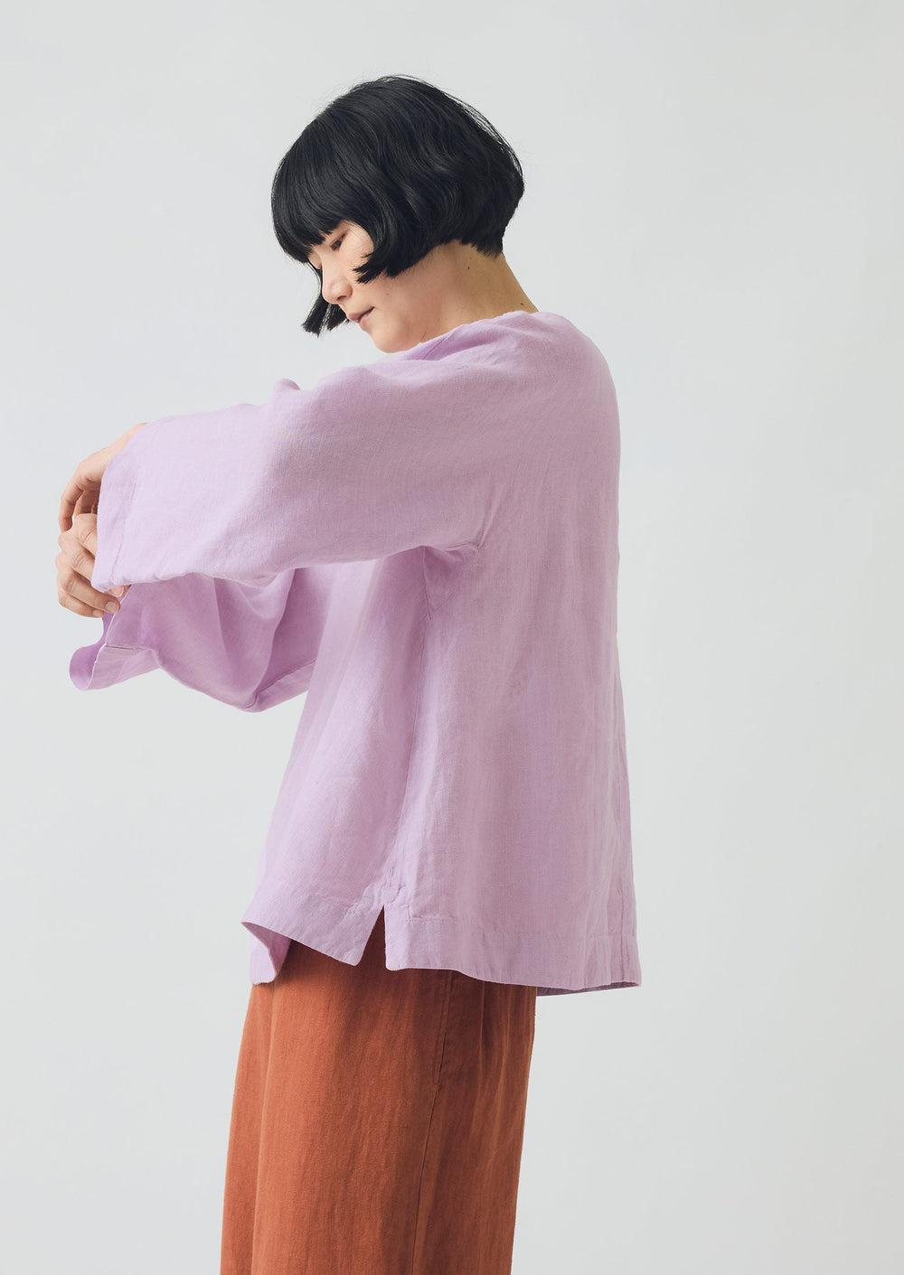 Garment Dyed Linen Top | Lilac Product Image