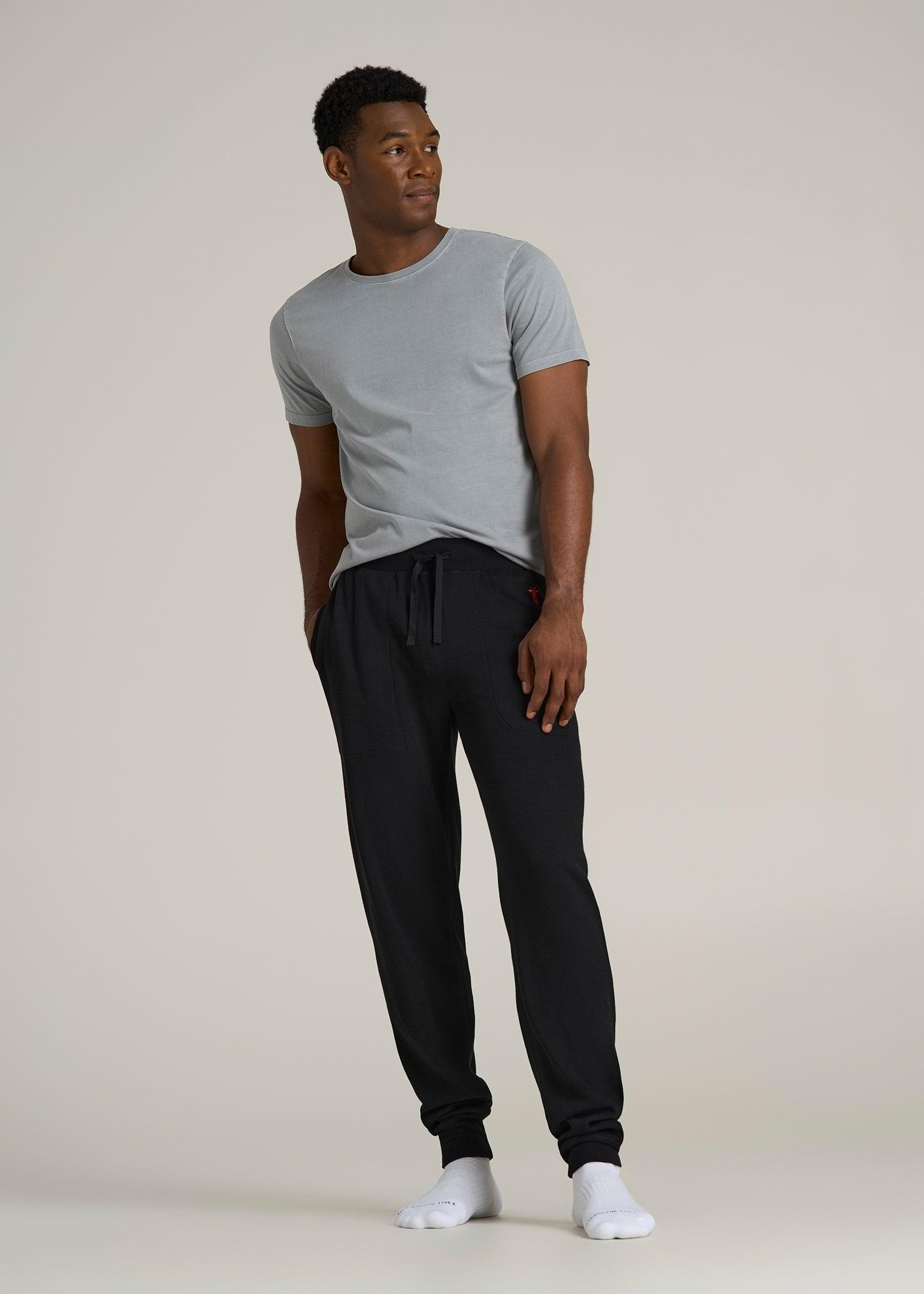 Waffle-Knit Lounge Jogger for Tall Men in Black Male Product Image