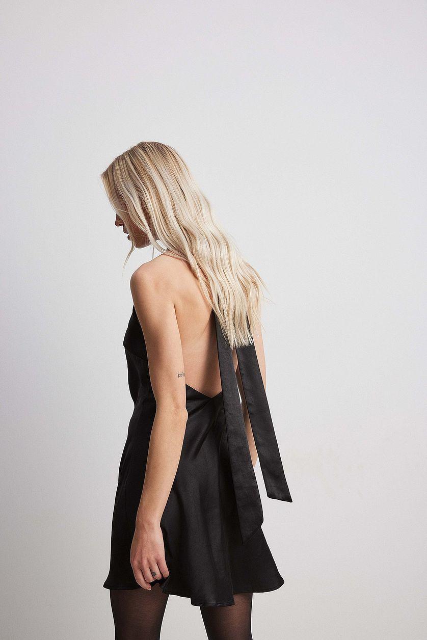 Hammered Satin Tie Back Mini Dress Product Image