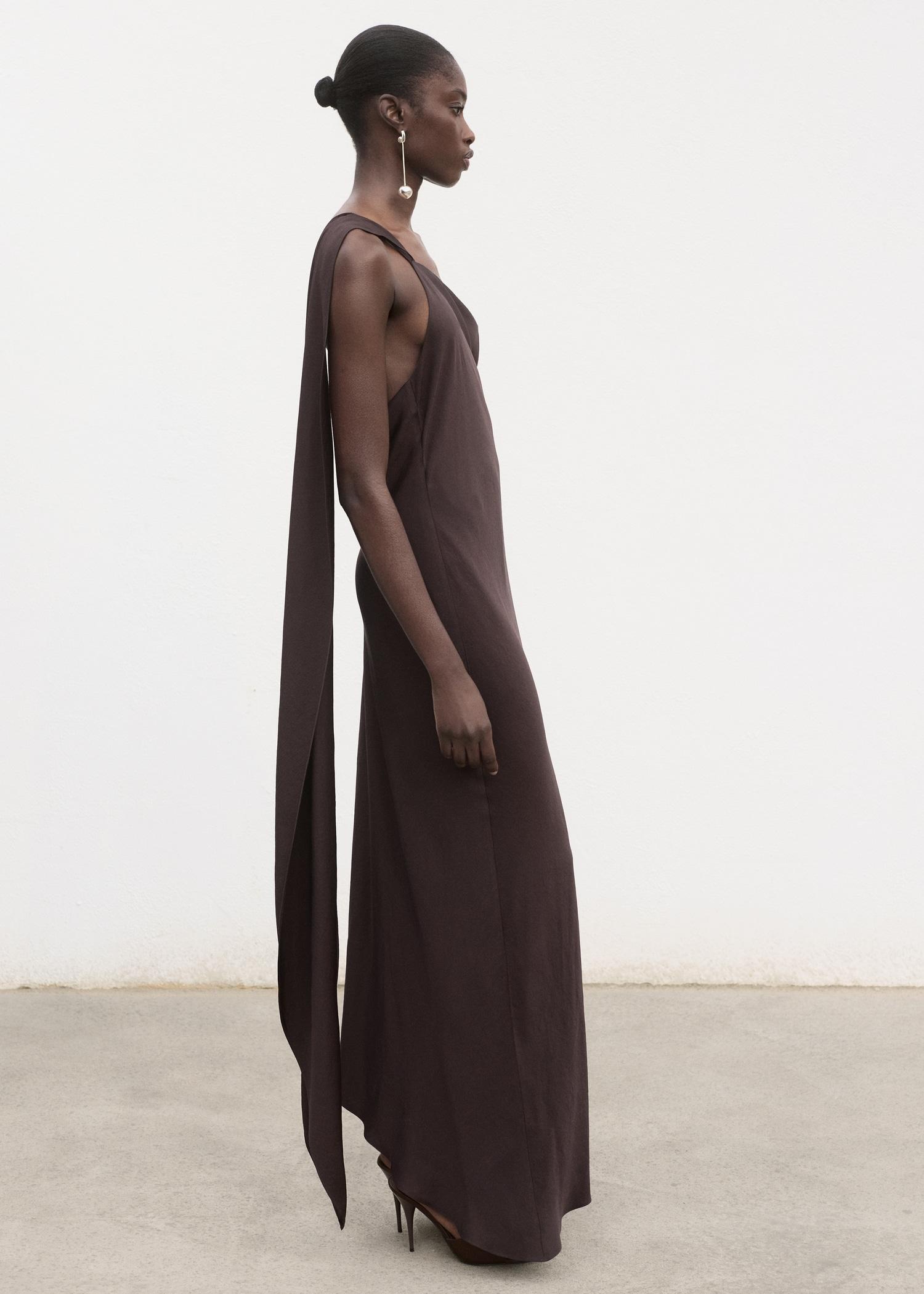 Asymmetrical satin dress - Women | MANGO USA Product Image