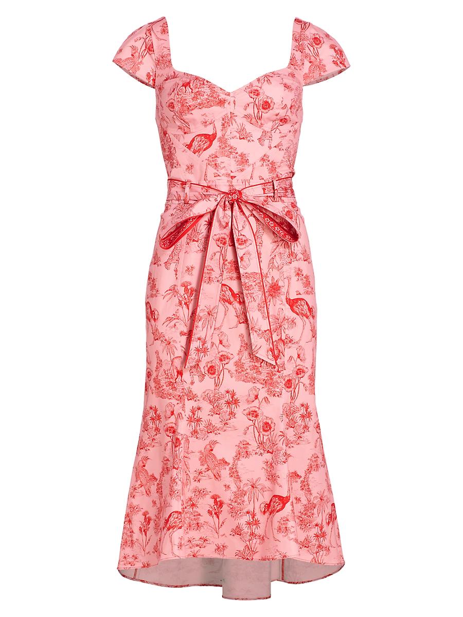 Womens Marchesa Rosa Daylily Cotton-Blend Midi-Dress Product Image