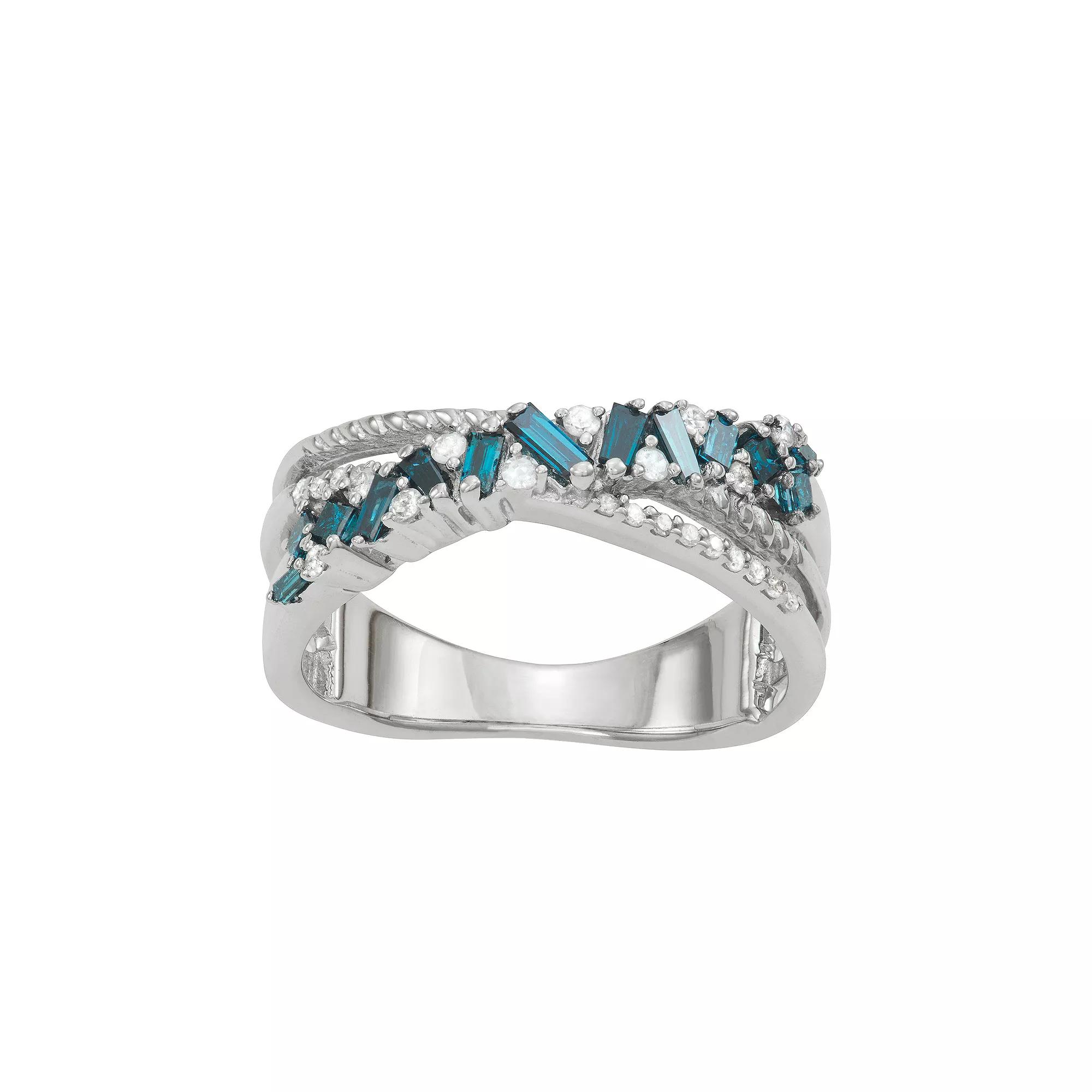 Jewelexcess Sterling Silver 1/2 Carat T.W. Blue & White Diamond Ring, Women's, Size: 6 Product Image