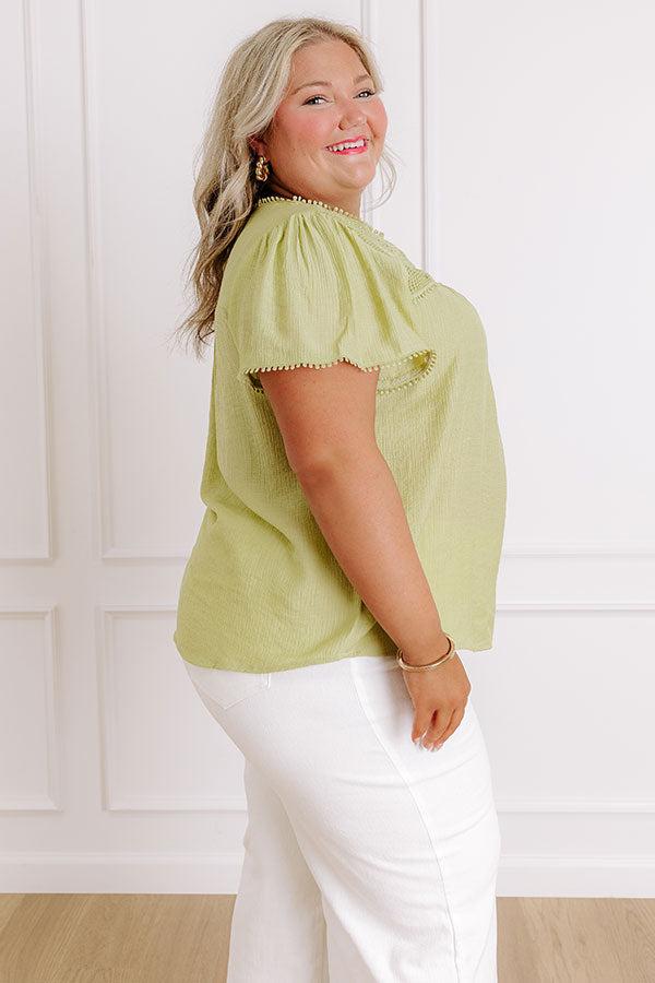 Easy Going Lace Top in Lime Punch Curves Product Image