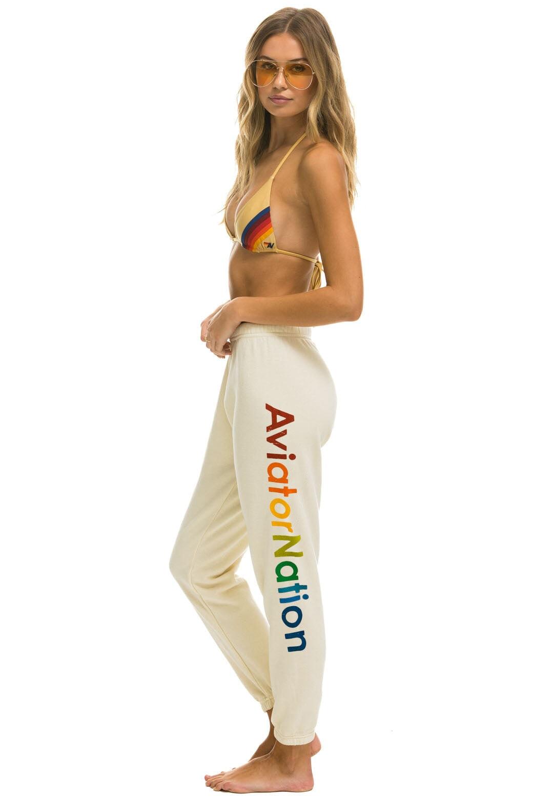 AVIATOR NATION LA JOLLA SWEATPANTS - VINTAGE WHITE Female Product Image