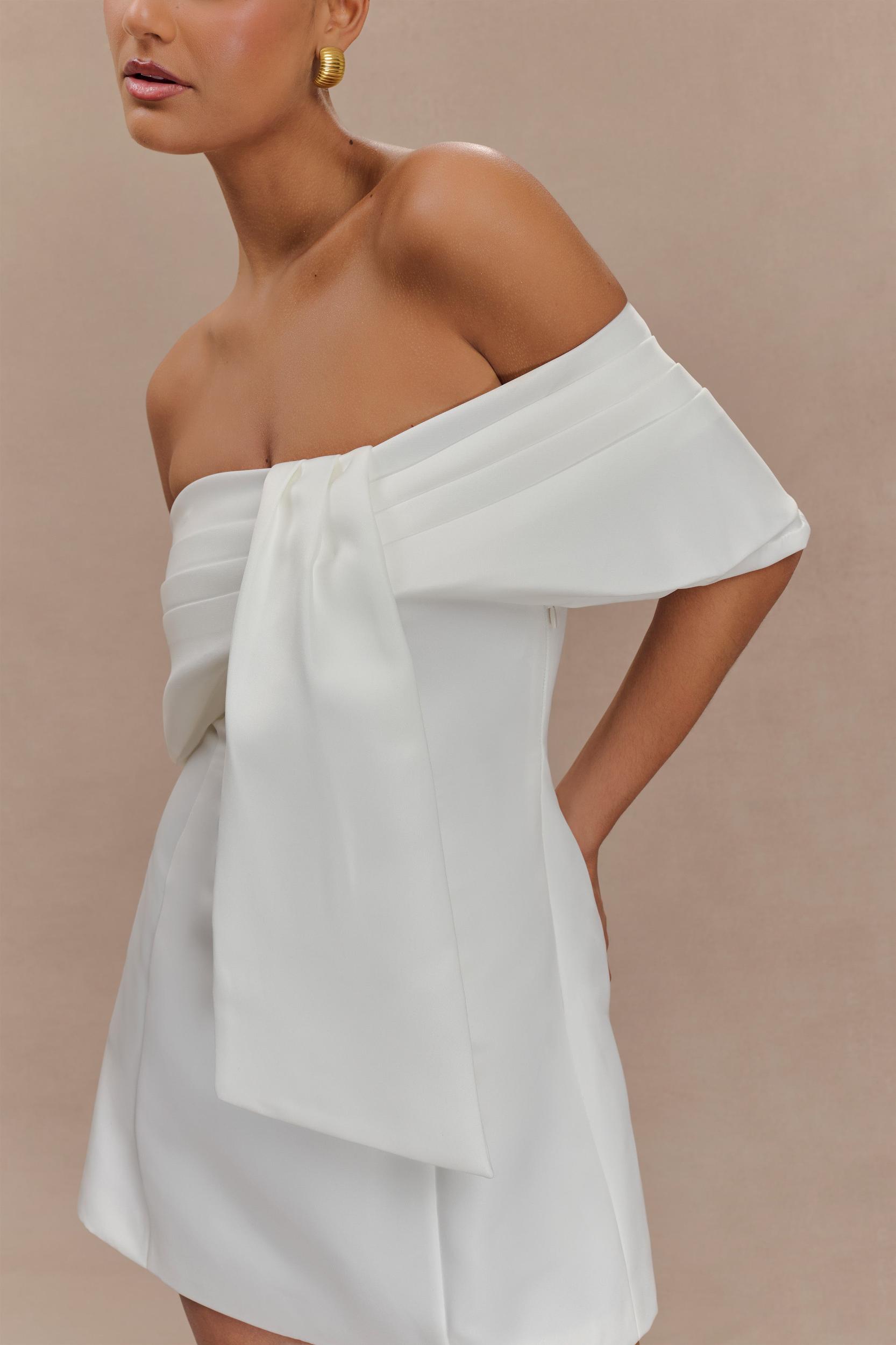 Gloria Mini Off Shoulder Drape Dress - White Product Image