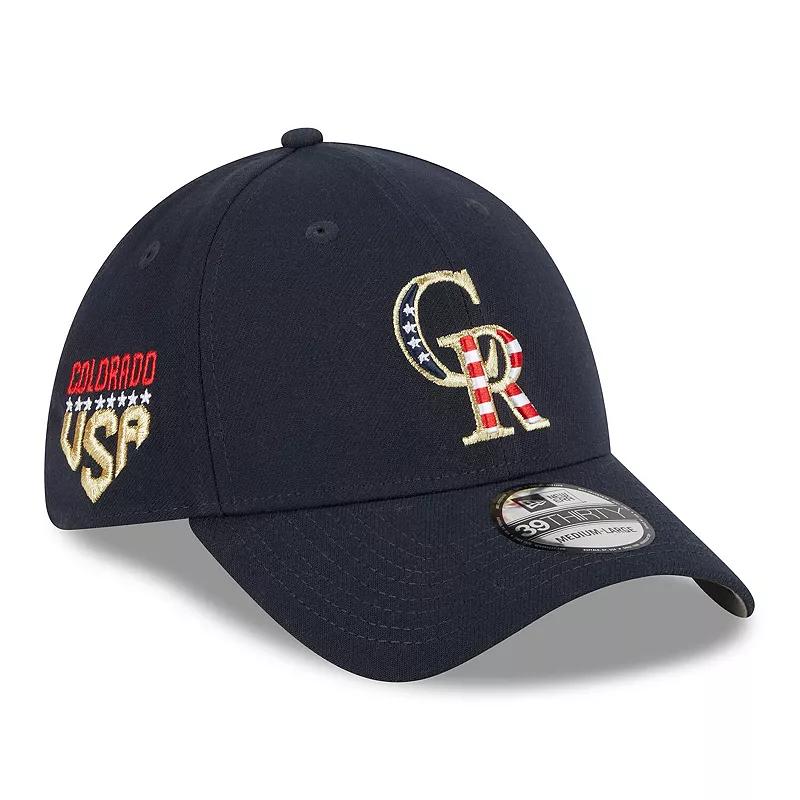 Men's New Era Navy Colorado Rockies 2023 Fourth of July 39THIRTY Flex Fit Hat,  Product Image