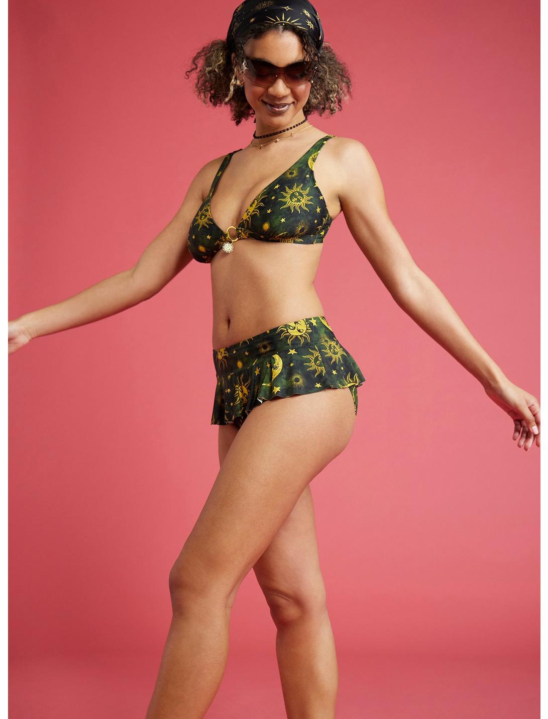 Green & Yellow Celestial Charm Swim Top Product Image