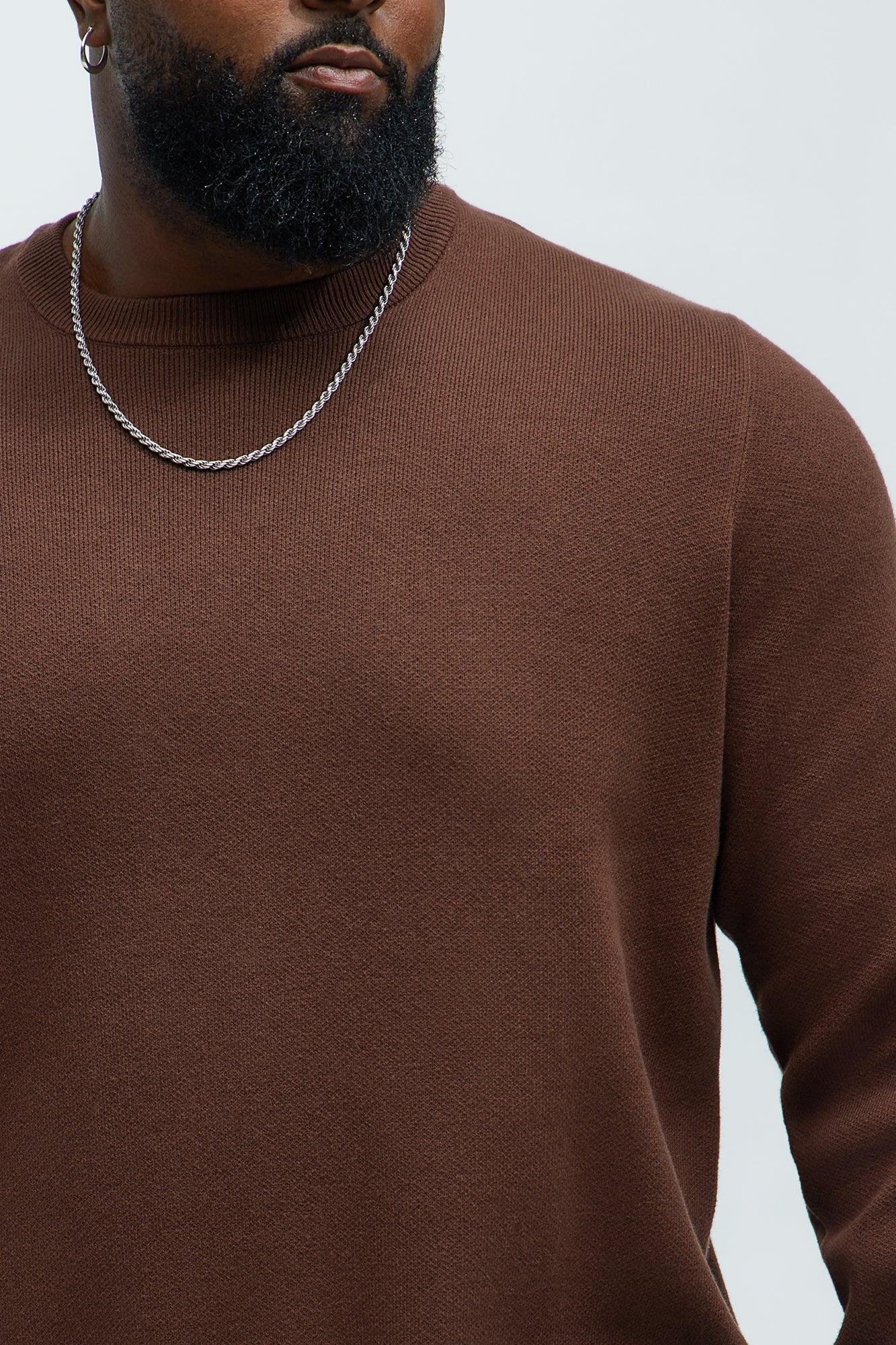 Recline Sweater Knit Crewneck - Brown Product Image