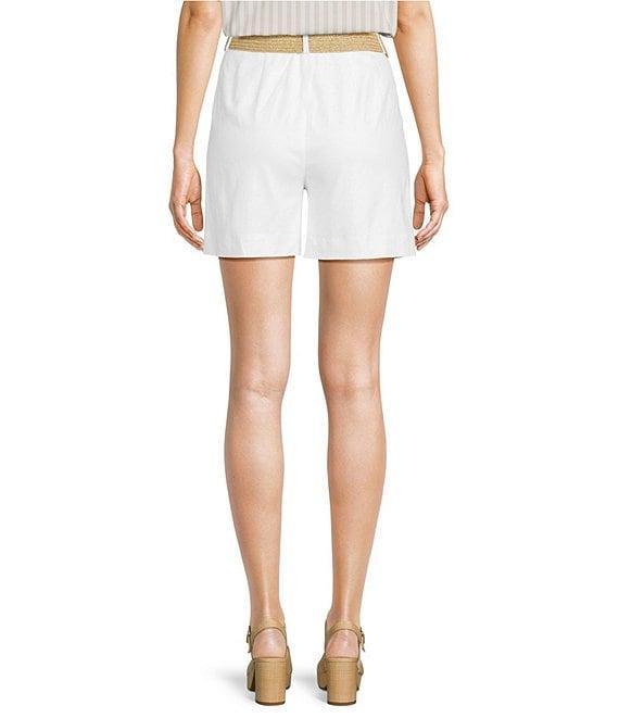 Alex Marie Angela Linen Blend Belted Flat Front Shorts Product Image