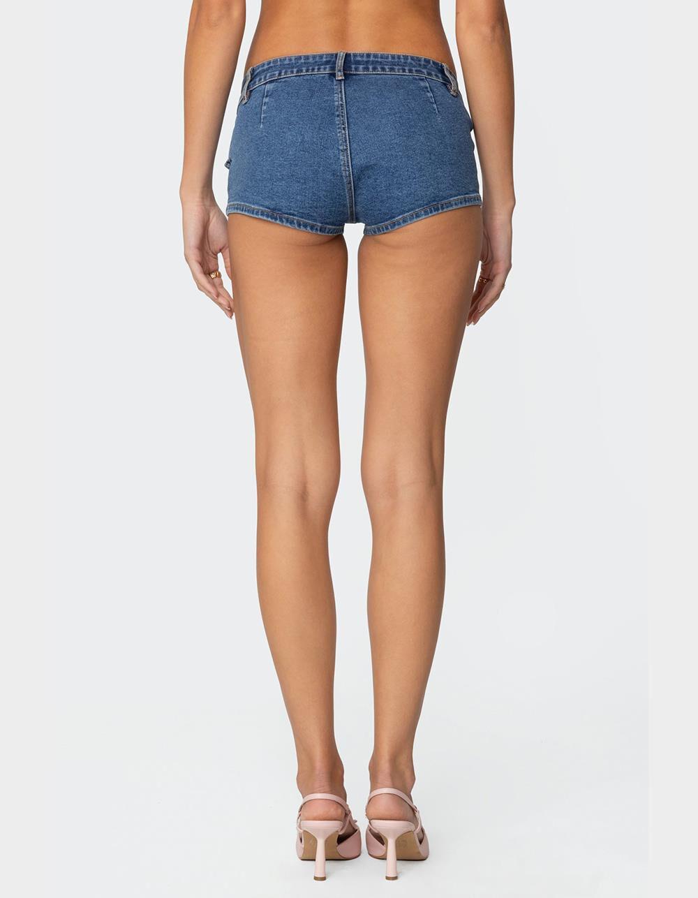 EDIKTED Bryan Denim Micro Shorts - BLUE Product Image