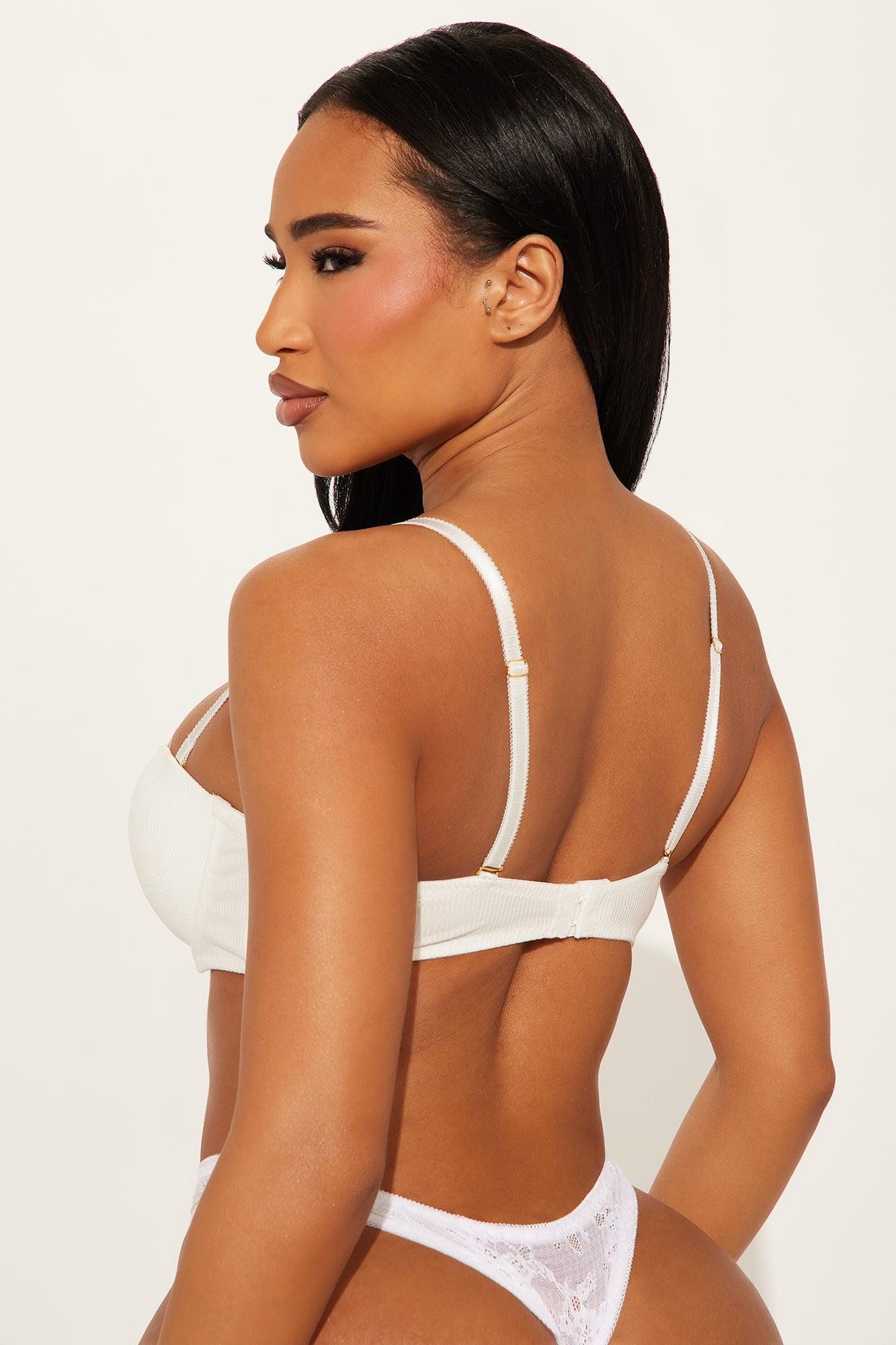 Lets Keep It Casual Ribbed Balconette Bra - White Product Image
