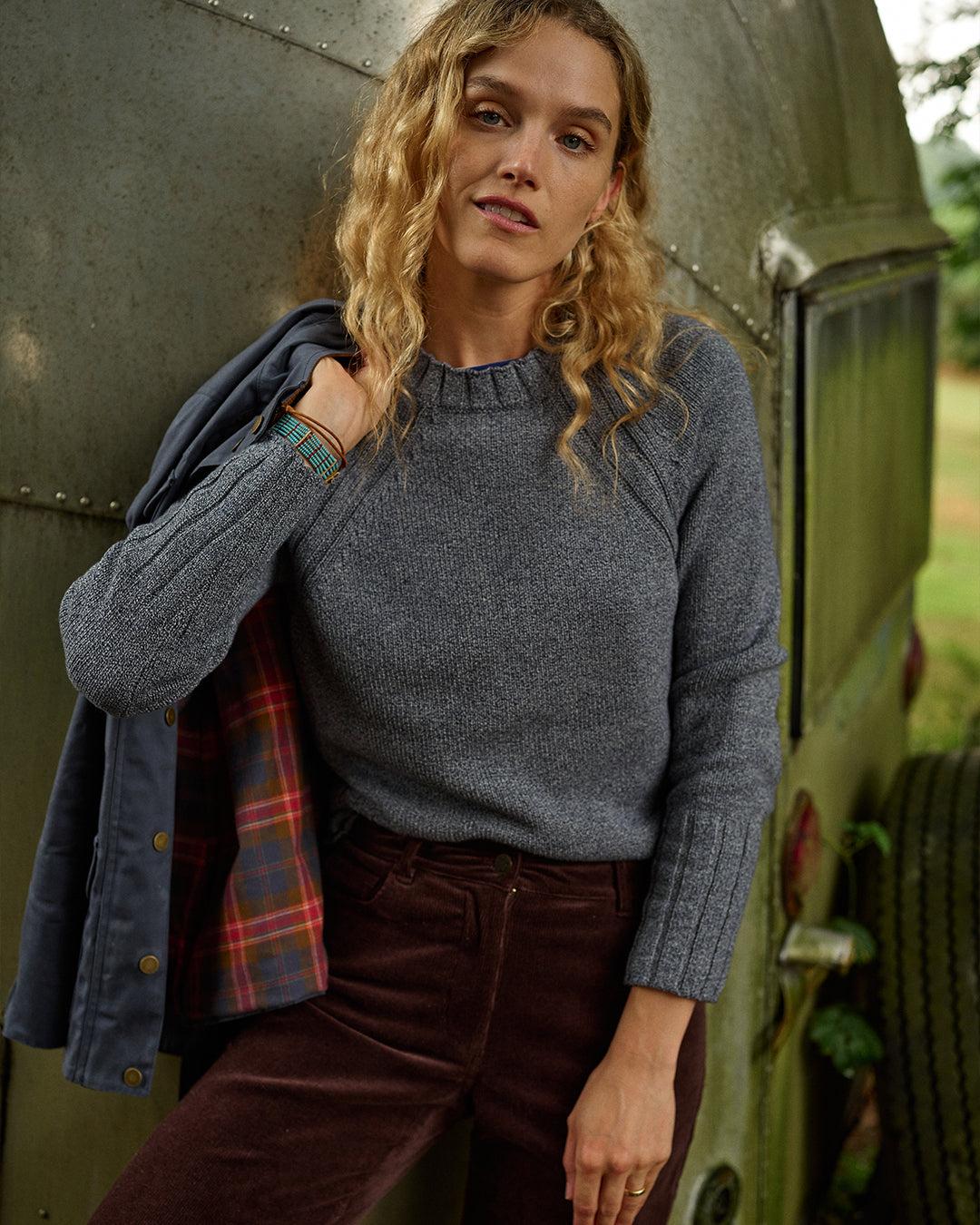 Women's Quaker Crewneck Sweater in Denim Mix Product Image