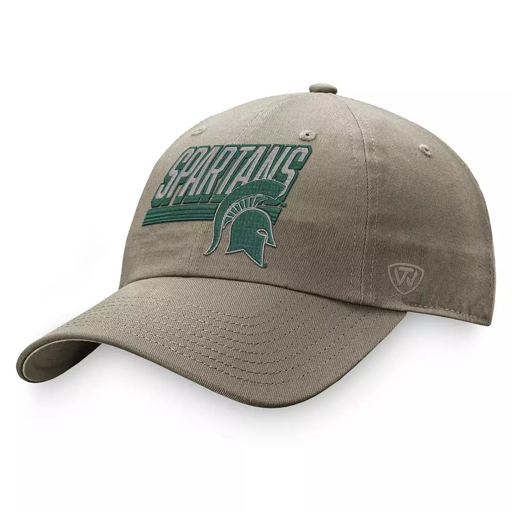 Men's Top of the World Khaki Michigan State Spartans Slice Adjustable Hat, Beig K Product Image