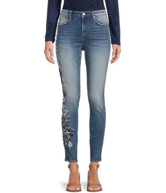 Driftwood X Bluebell Fleur Jackie Floral Embroidered High Rise Skinny Jeans Product Image