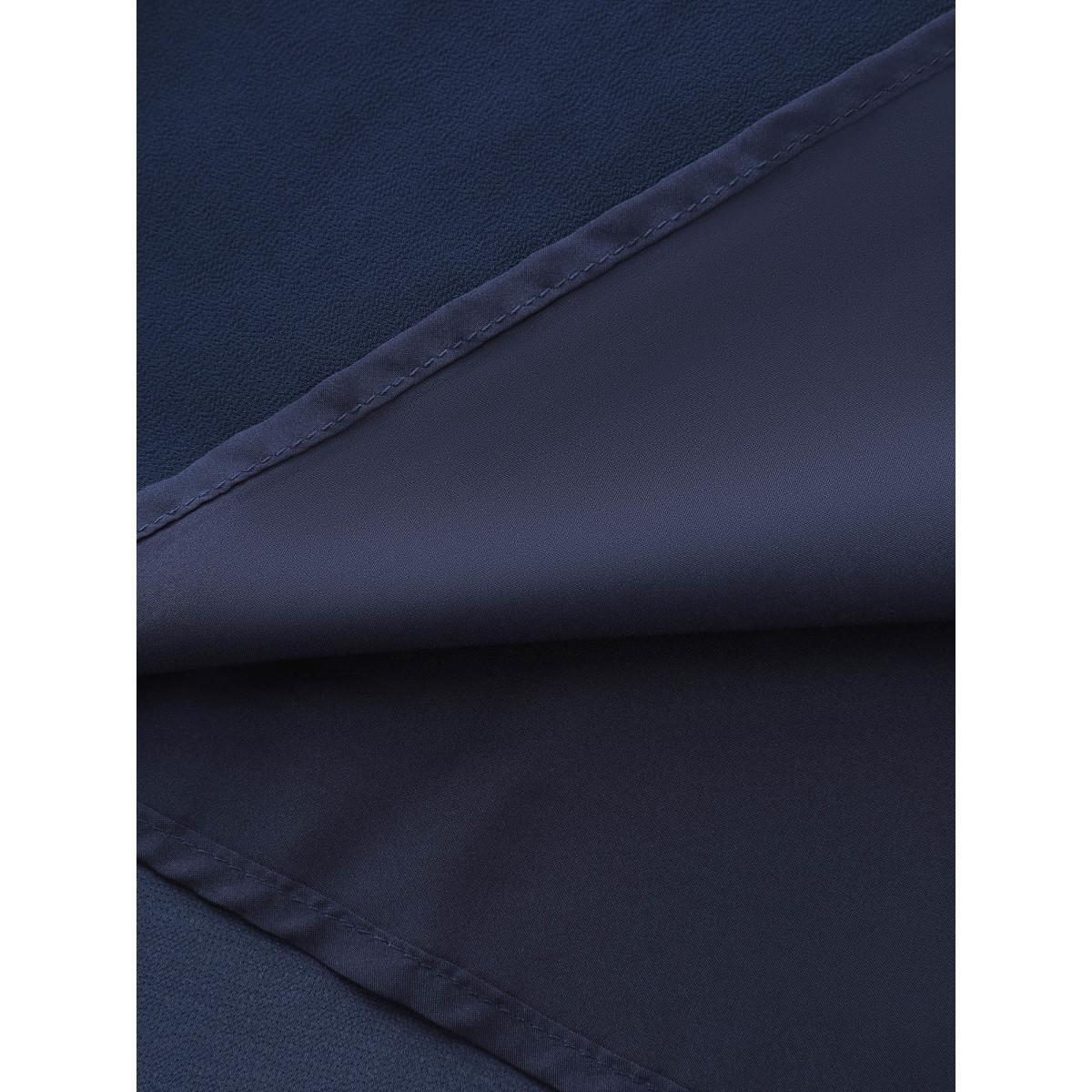 Plus Size Sheer Lace Neckline Layered Pockets Midi Dress Indigo Women Party&Cocktail Round Neck Short sleeve Curvy BloomChic 28/5X Product Image