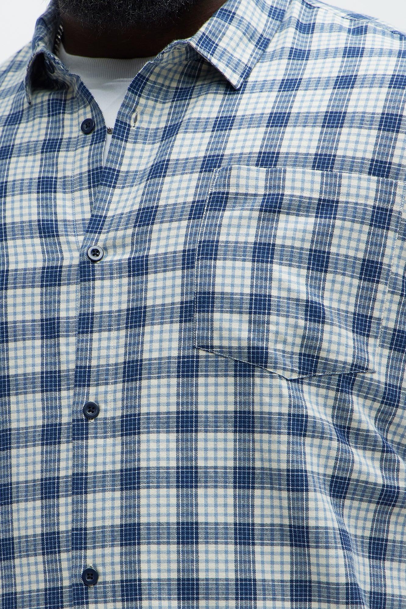 E-Z Plaid Long Sleeve Button Up - Blue/combo Product Image