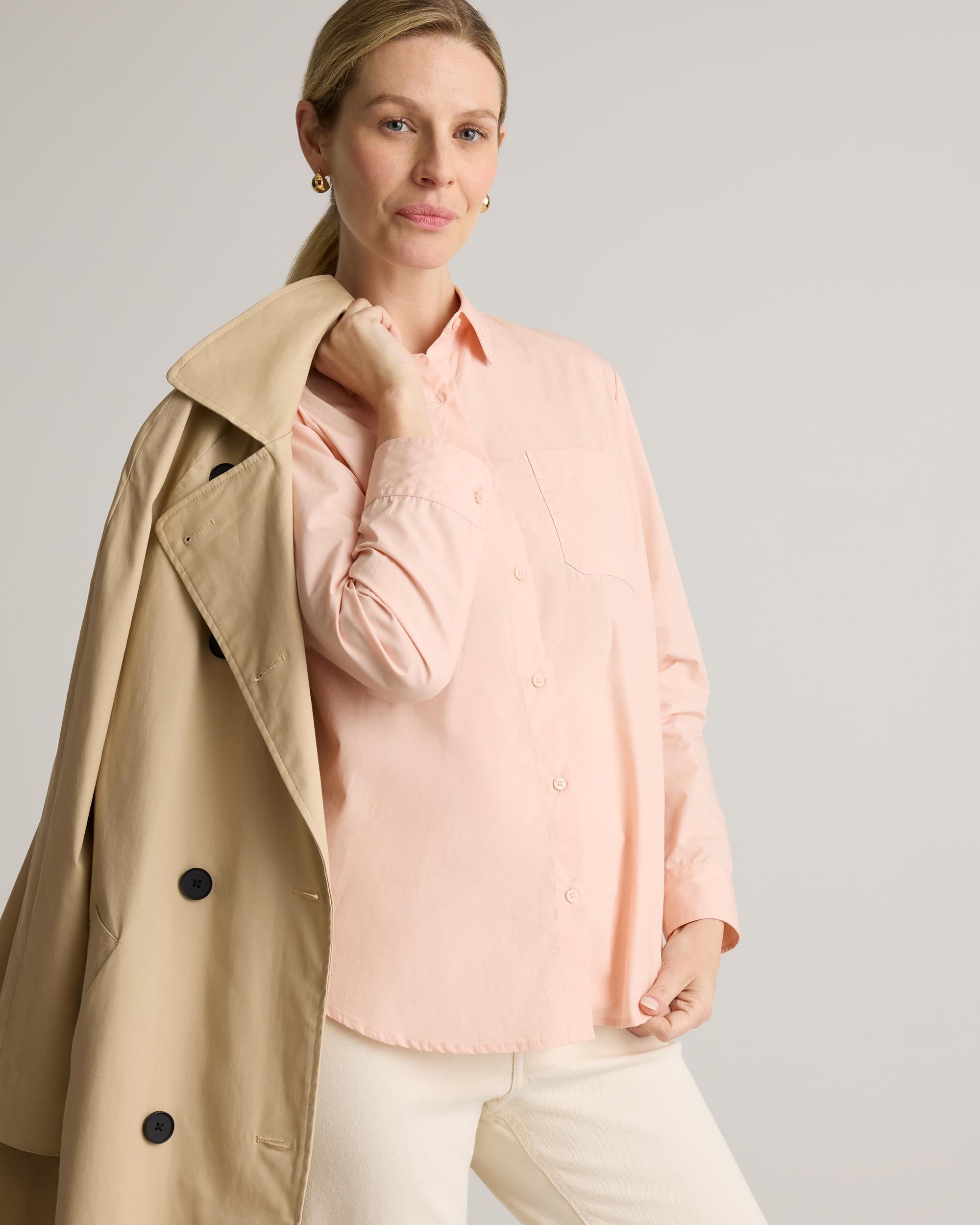 Quince | Women's Poplin Maternity Long Sleeve Shirt Organic Cotton Product Image