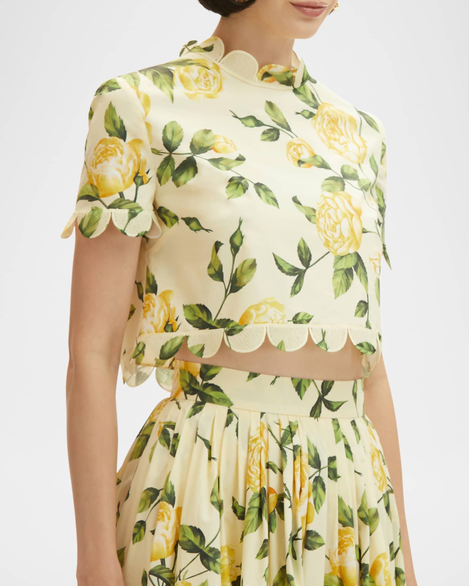 English Roses Scalloped Crop Poplin Blouse Product Image