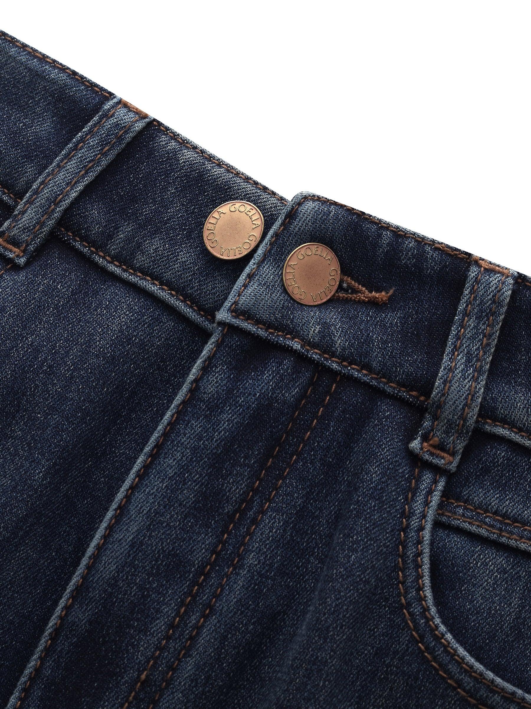 Denim Fleece Lined Women Slit Jeans Product Image