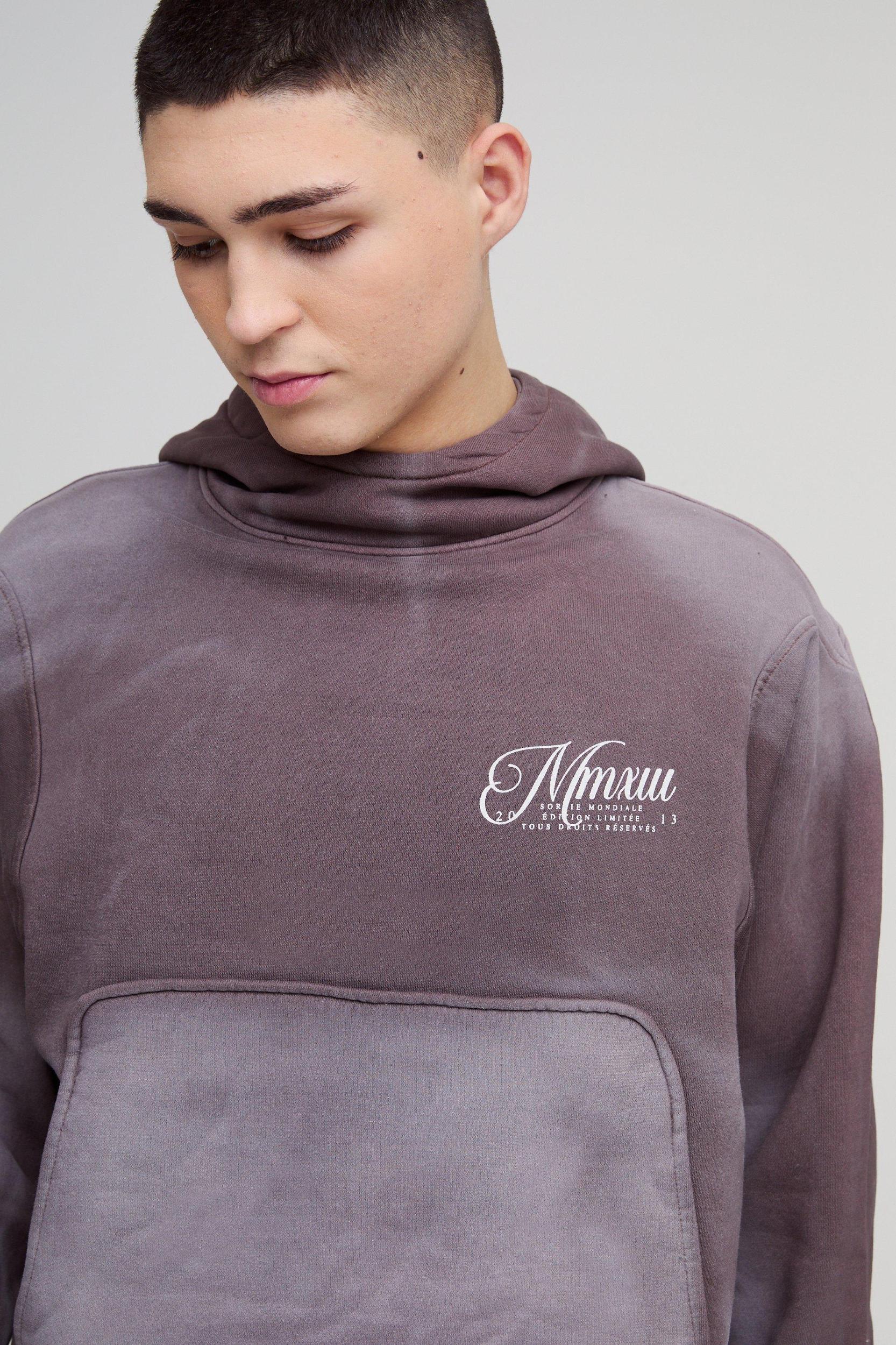 Oversized Boxy Funnel Neck Seam Detail Hoodie | boohooMAN USA Product Image