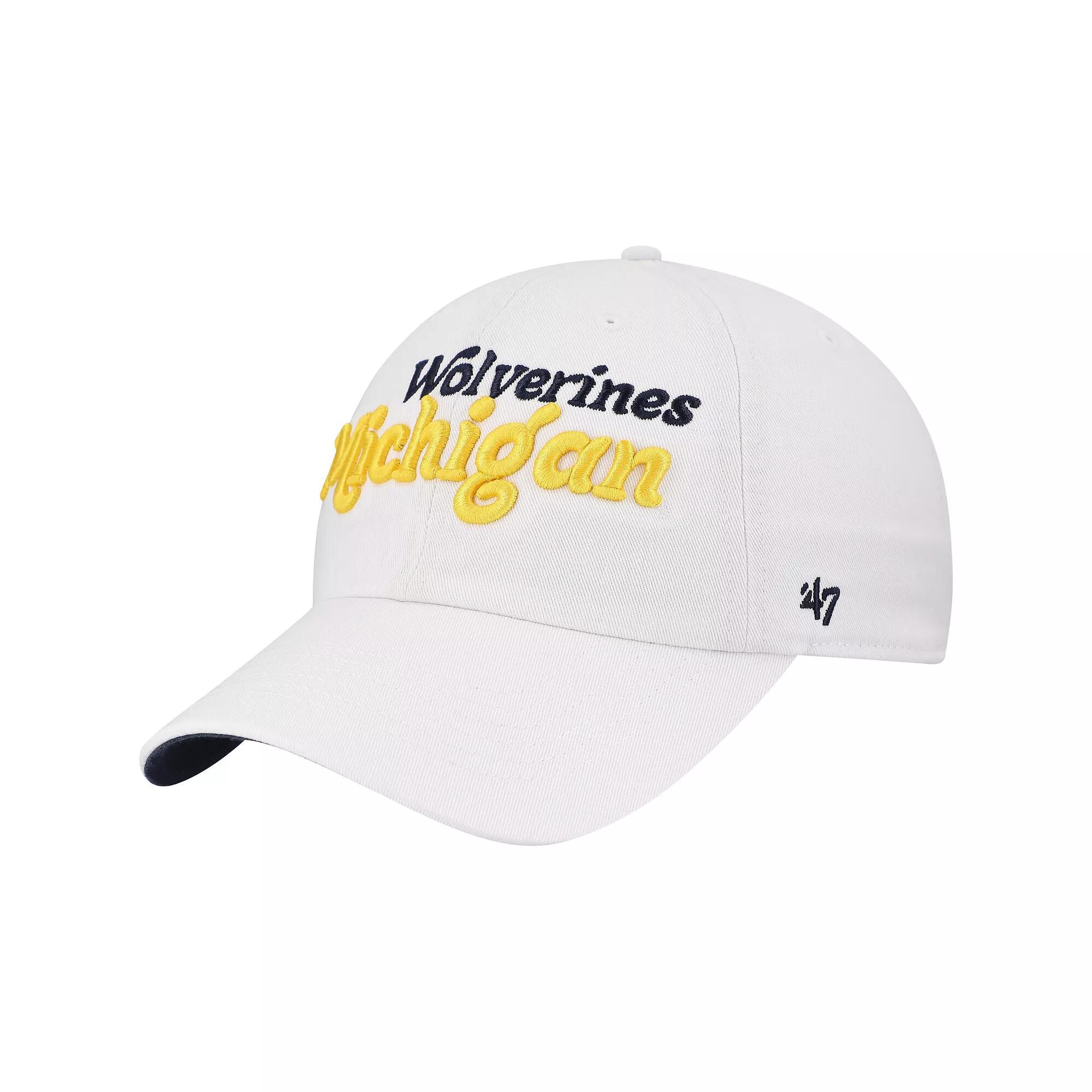 Women's '47 White Michigan Wolverines Pensacola Clean Up Adjustable Hat Product Image