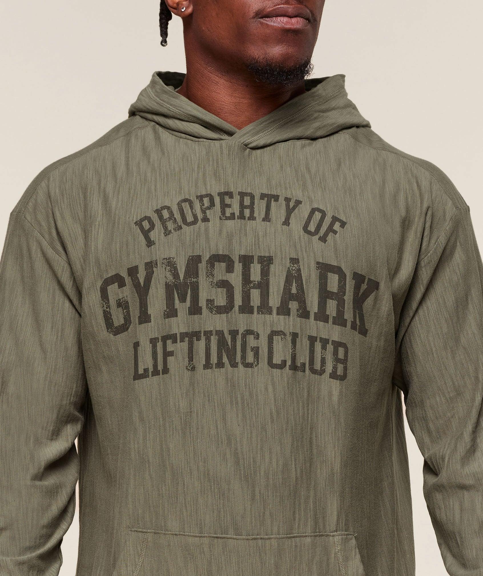 Gymshark Lightweight Slub Textured Hoodie - Utility Green Male Product Image