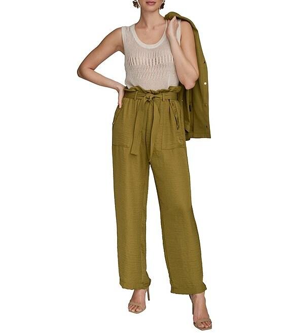 Donna Karan Ripple Twill Wide Leg Paper Bag Waist Pants Product Image
