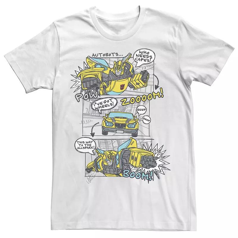 Men's Transformers Bumblebee Action Comic Strip Tee, Size: XL, White Product Image