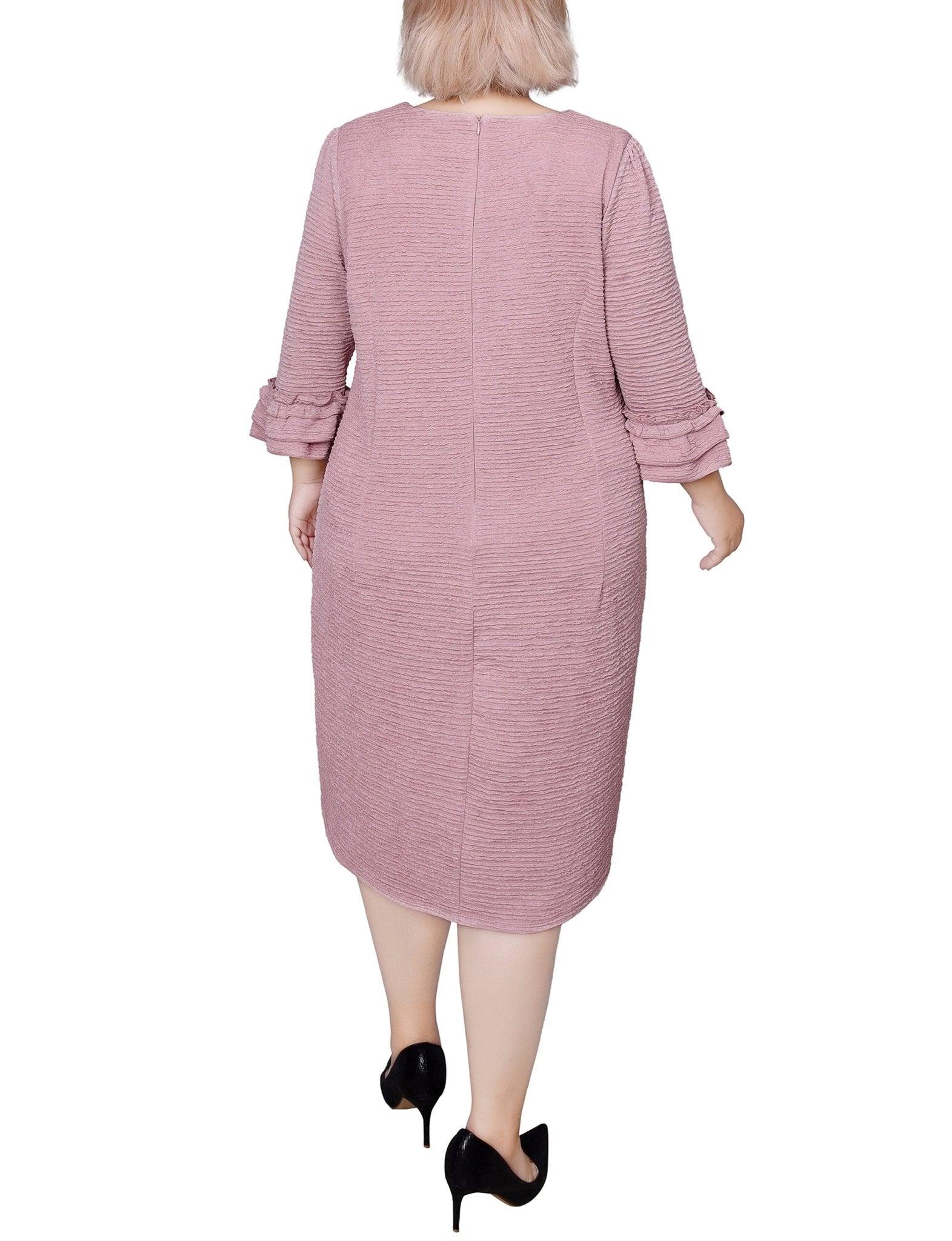 Blush 3/4 Sleeve Textured Knit Dress - Plus Product Image